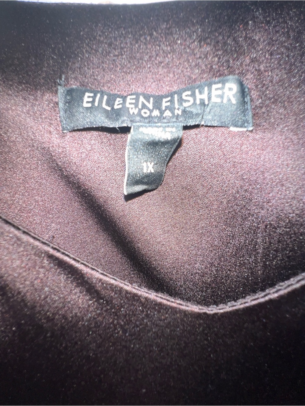 Eileen Fisher Dark Brown Silk V-Neck Tank - Picture 3 of 3